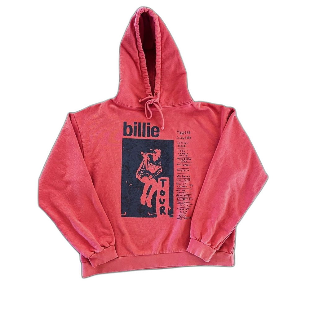 Billie Eilish Hoodie Happier Than Ever 2022 Tour Coral Rust Unisex M Oversized